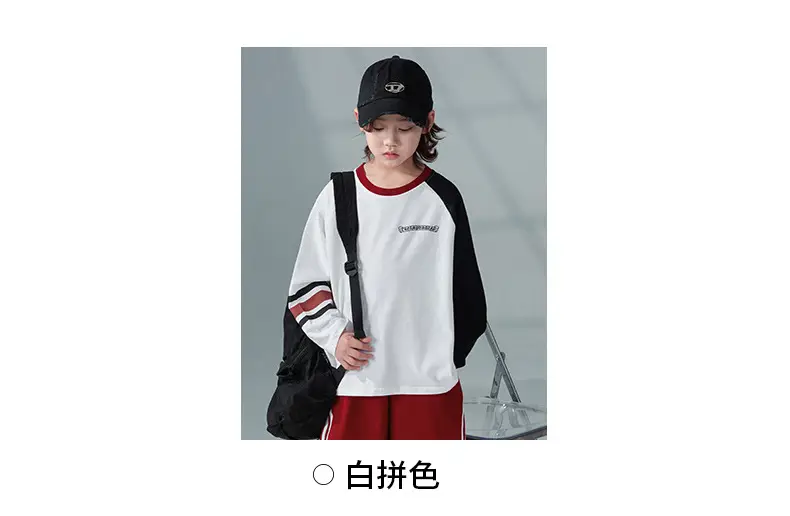 Boys Long Sleeve T-Shirt White Red 2026 Spring Clothing — feature 4