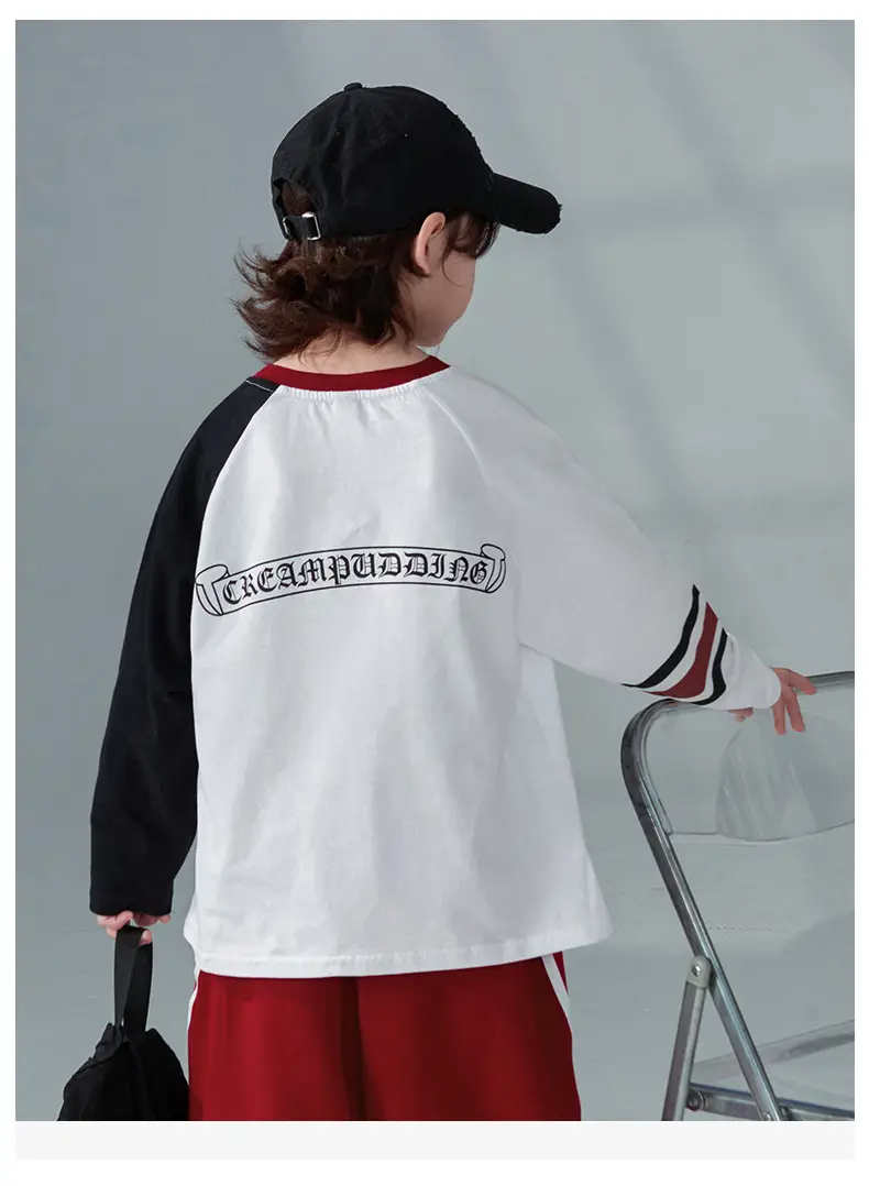 Boys Long Sleeve T-Shirt White Red 2026 Spring Clothing — feature 8