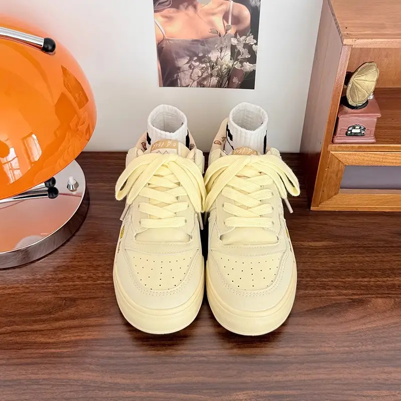 Women's Yellow C-Print Thick Sneakers 2025 Spring - Image 3