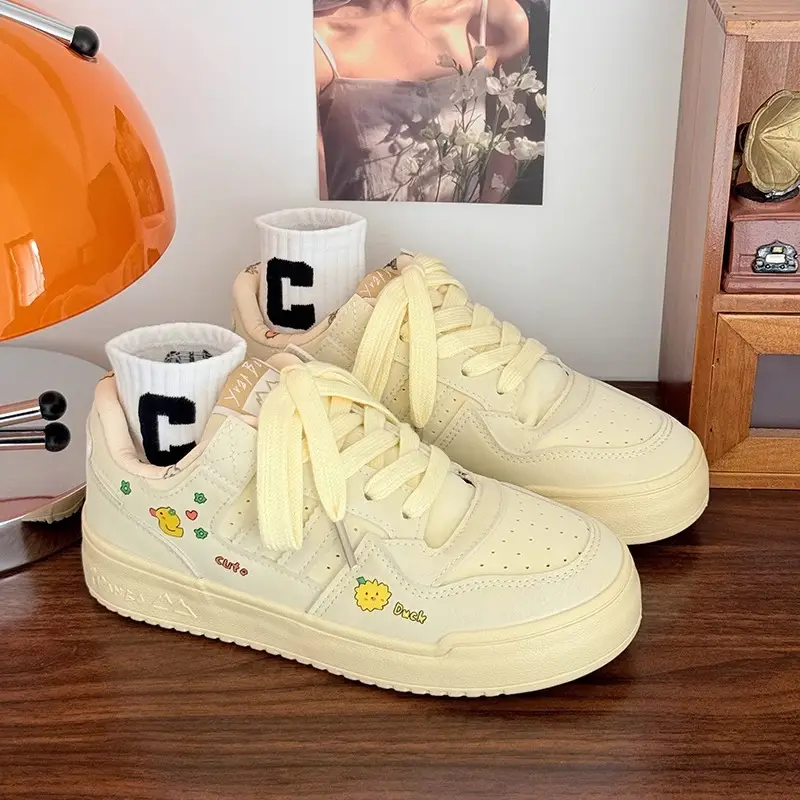 Women's Yellow C-Print Thick Sneakers 2025 Spring - Image 4