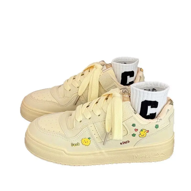 Women's Yellow C-Print Thick Sneakers 2025 Spring - Image 5