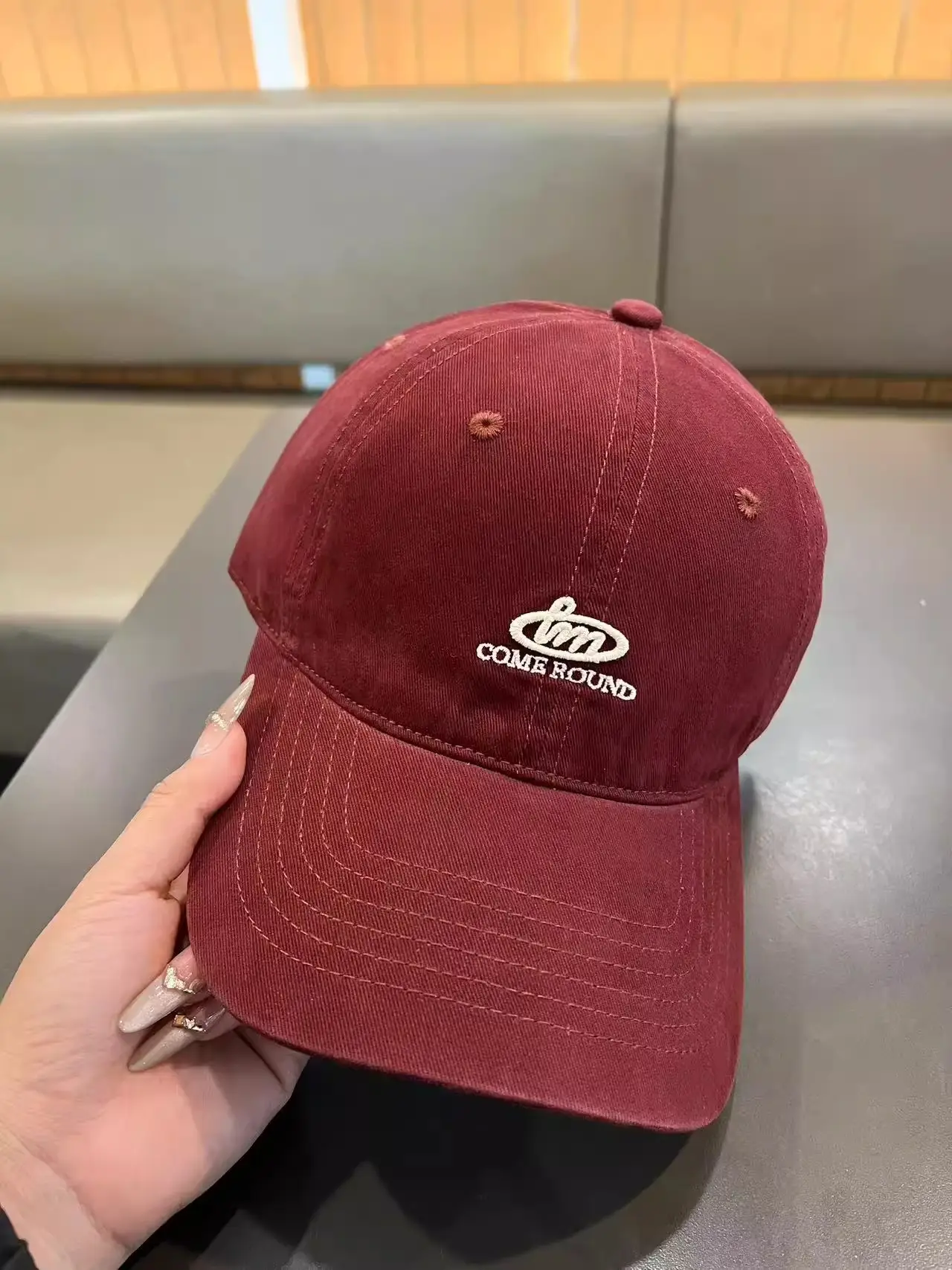 Black Embroidered Baseball Cap for Women Men Washable Cotton — feature 6