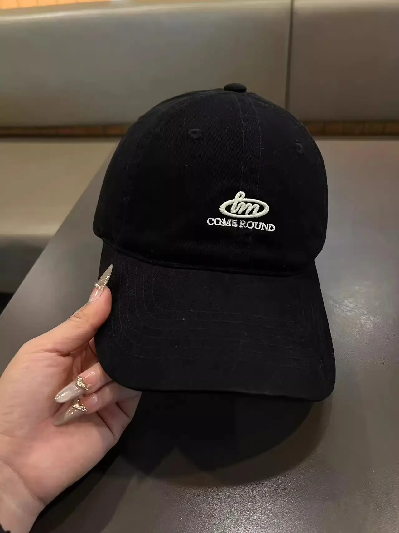 Black Embroidered Baseball Cap for Women Men Washable Cotton — feature 8