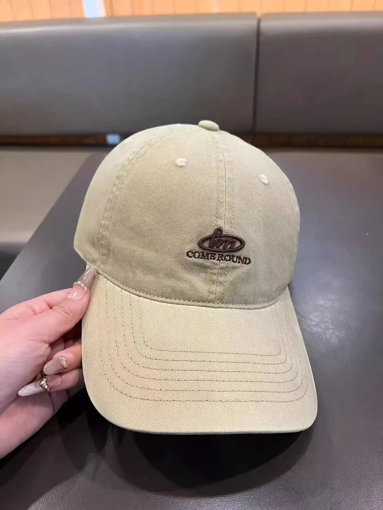 Black Embroidered Baseball Cap for Women Men Washable Cotton - Image 2