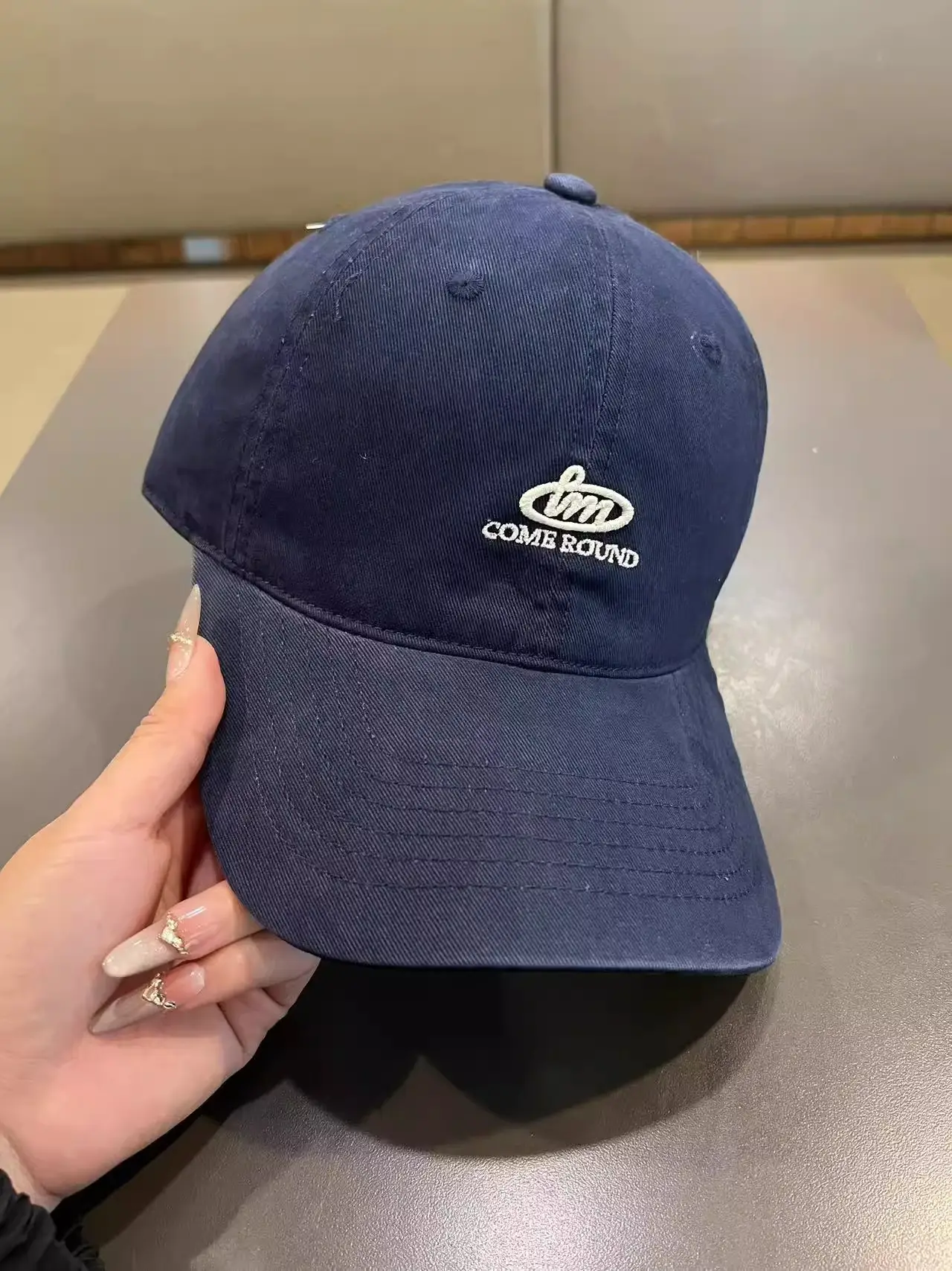 Black Embroidered Baseball Cap for Women Men Washable Cotton - Image 3