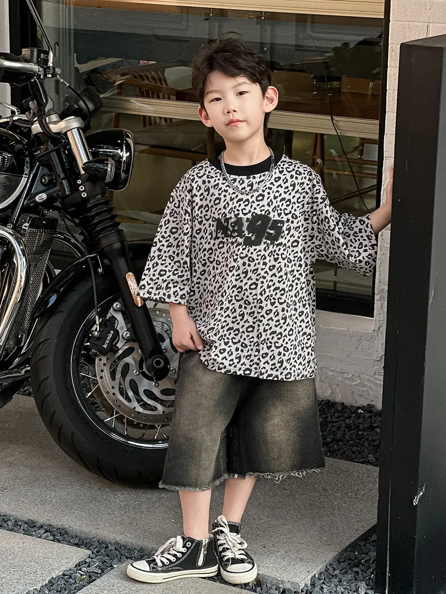Boys Leopard Print Summer T-Shirt & Shorts Set