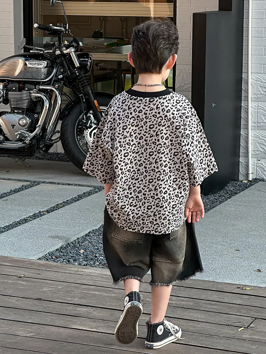 Boys Leopard Print Summer T-Shirt & Shorts Set