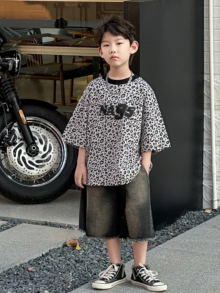 Boys Leopard Print Summer T-Shirt & Shorts Set — feature 18