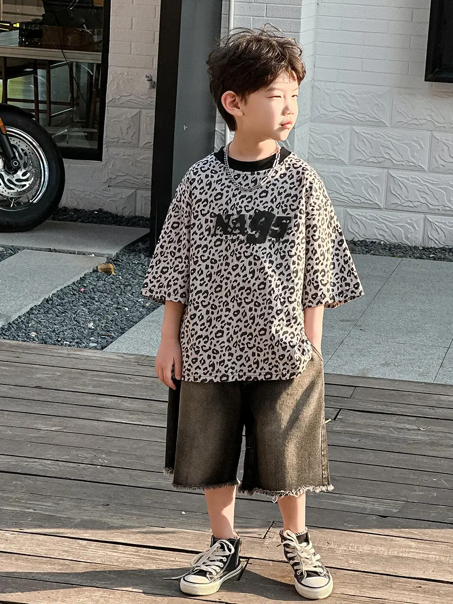 Boys Leopard Print Summer T-Shirt & Shorts Set — feature 20