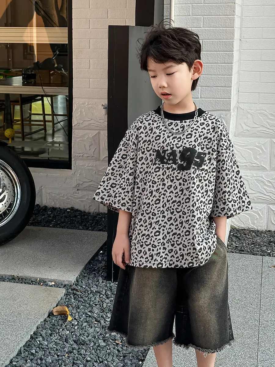 Boys Leopard Print Summer T-Shirt & Shorts Set — feature 22