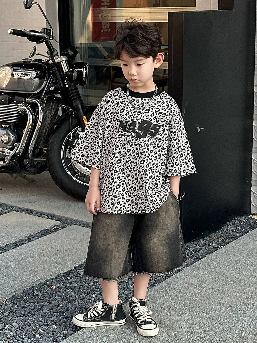 Boys Leopard Print Summer T-Shirt & Shorts Set — feature 23
