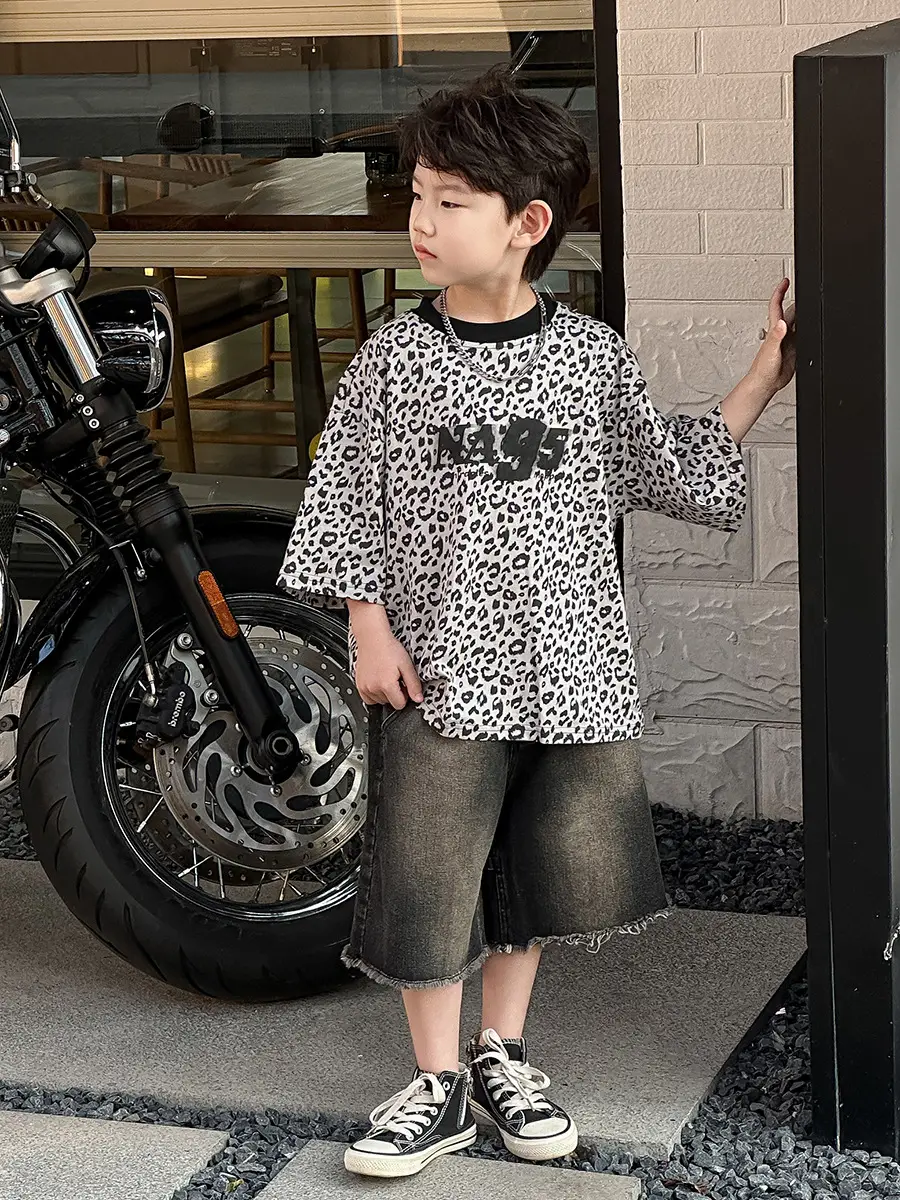 Boys Leopard Print Summer T-Shirt & Shorts Set — feature 25