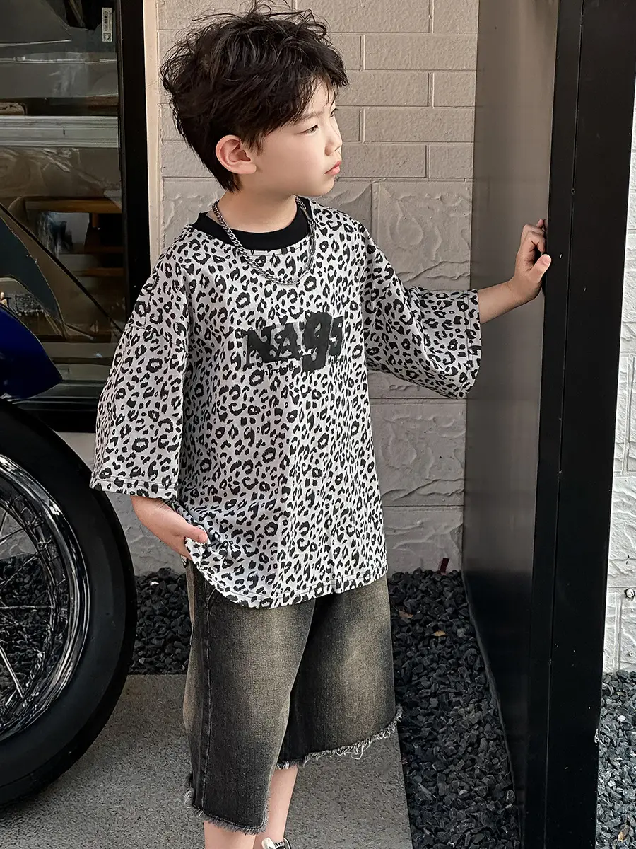 Boys Leopard Print Summer T-Shirt & Shorts Set — feature 6