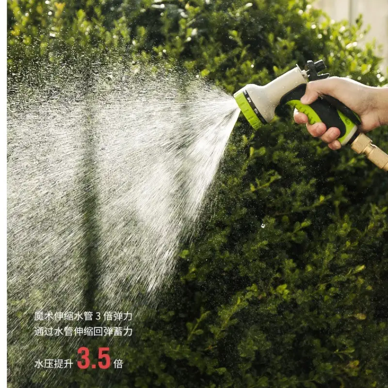 Household Flower Watering Artifact Telescopic Water Pipe Explosion-proof Antifreeze Hose Garden Vegetable Watering Flower Watering High Pressure Car Residence Dual-purpose Grey — feature 14