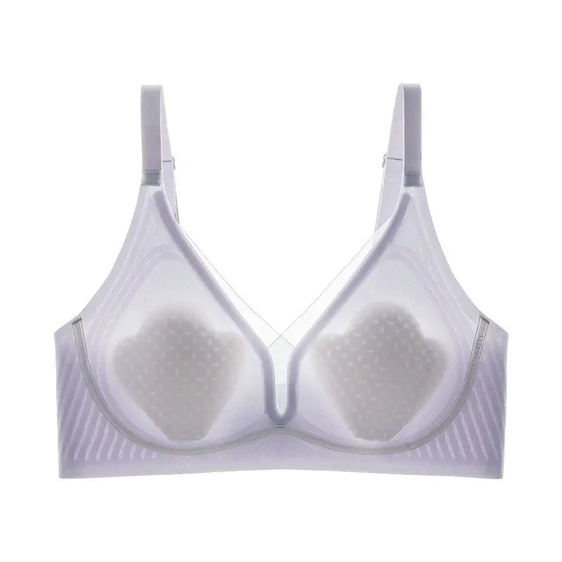 Summer comfortable thin naked seamless hole cup gather pull up sexy bra ABC cup 0.5cm