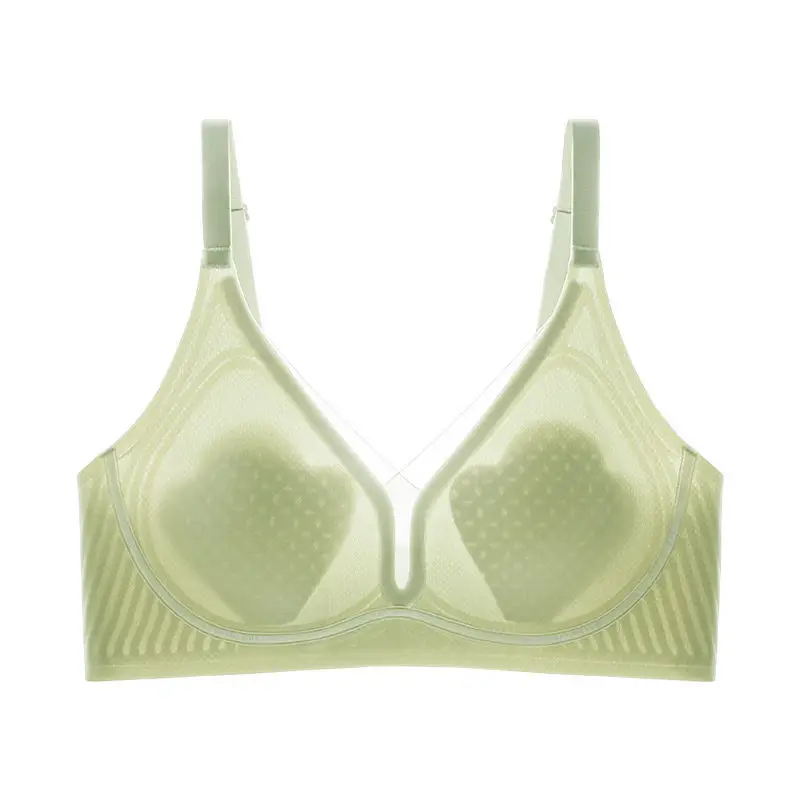 Summer comfortable thin naked seamless hole cup gather pull up sexy bra ABC cup 0.5cm