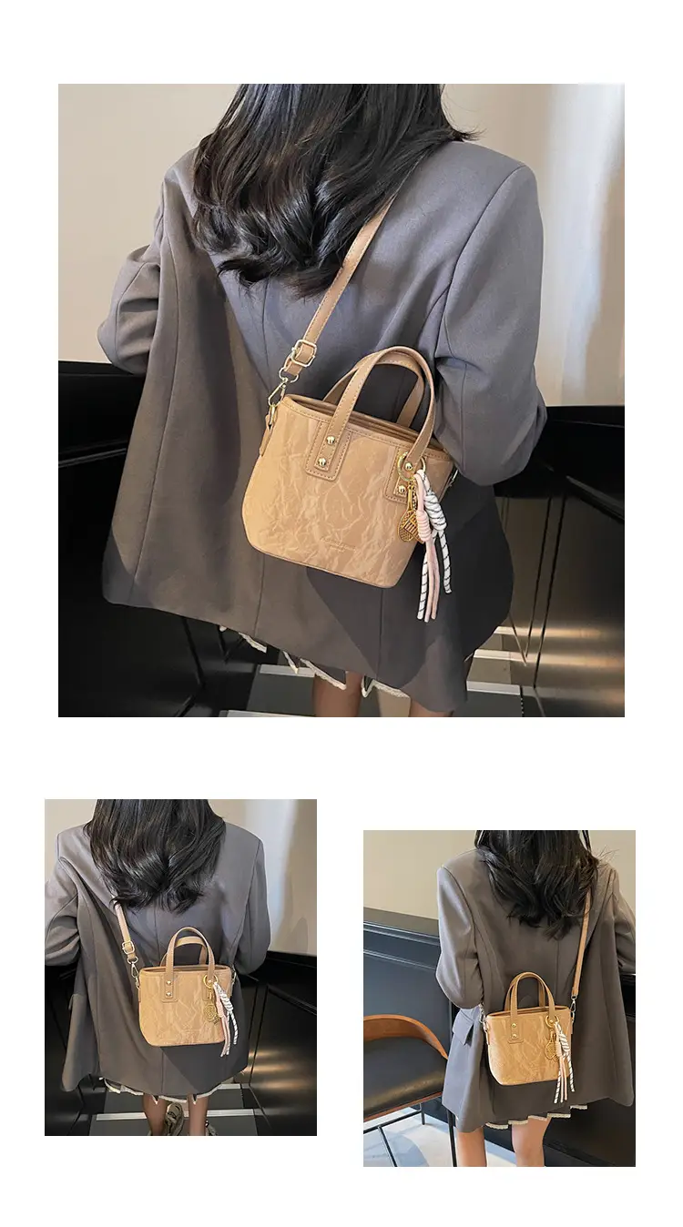 Women's Light Grey Quilted Shoulder Bag with Gold Plated Handles — feature 12