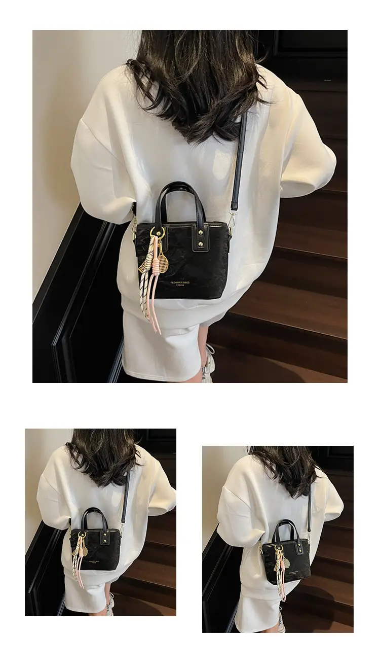 Women's Light Grey Quilted Shoulder Bag with Gold Plated Handles — feature 14