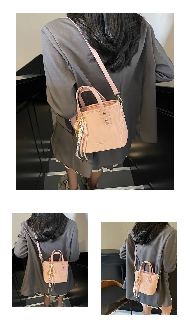 Women's Light Grey Quilted Shoulder Bag with Gold Plated Handles — feature 17