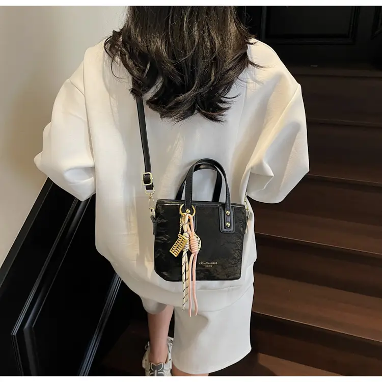 Women's Light Grey Quilted Shoulder Bag with Gold Plated Handles — feature 43