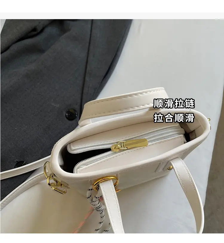 Women's Light Grey Quilted Shoulder Bag with Gold Plated Handles — feature 6