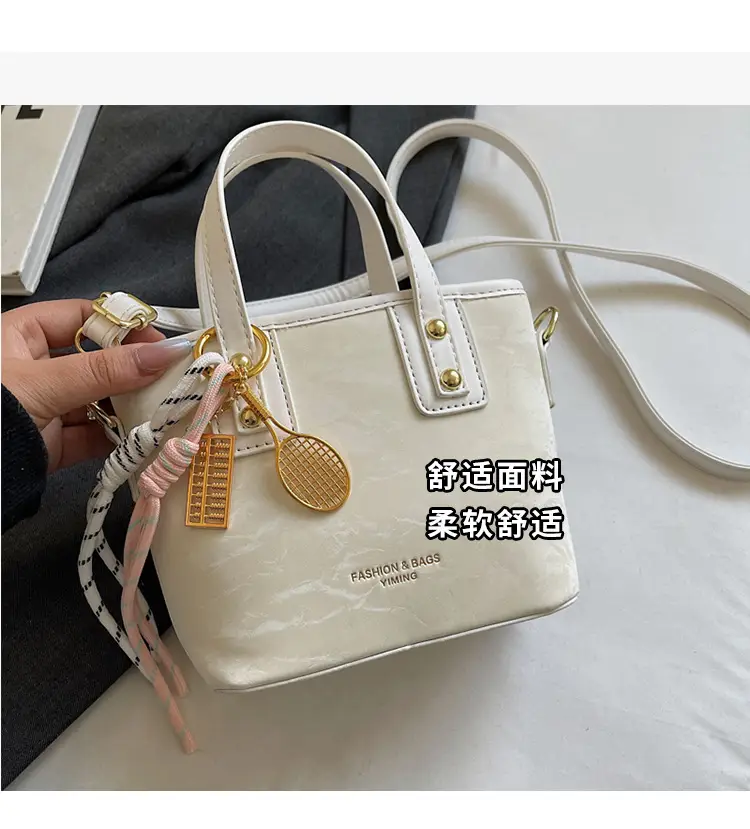Women's Light Grey Quilted Shoulder Bag with Gold Plated Handles — feature 7
