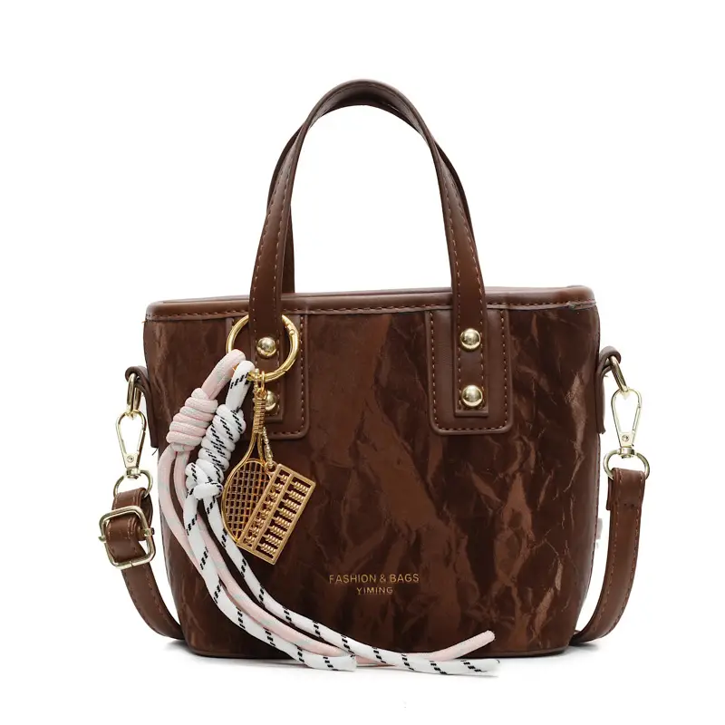 Women's Light Grey Quilted Shoulder Bag with Gold Plated Handles - Image 4