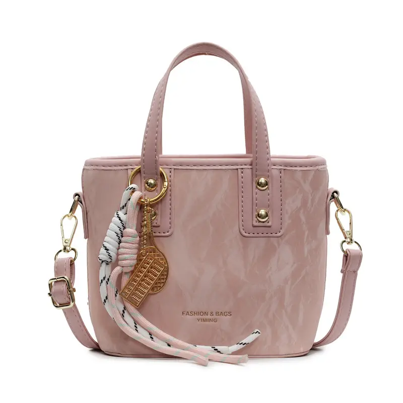 Women's Light Grey Quilted Shoulder Bag with Gold Plated Handles - Image 5
