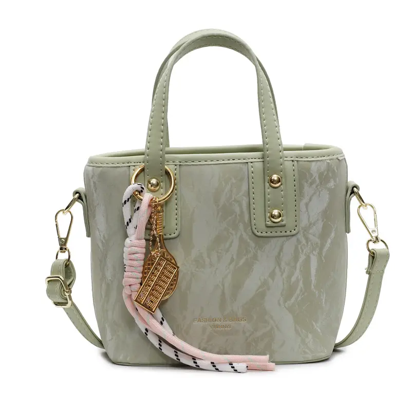 Women's Light Grey Quilted Shoulder Bag with Gold Plated Handles - Image 7