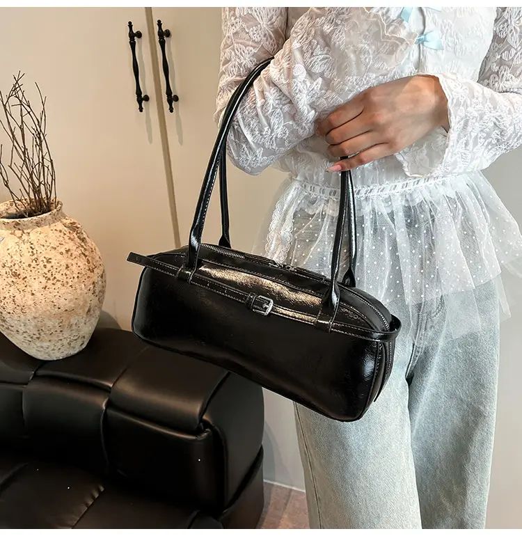 Women's Cream White Shoulder Bag with Pearl Keychain — feature 21