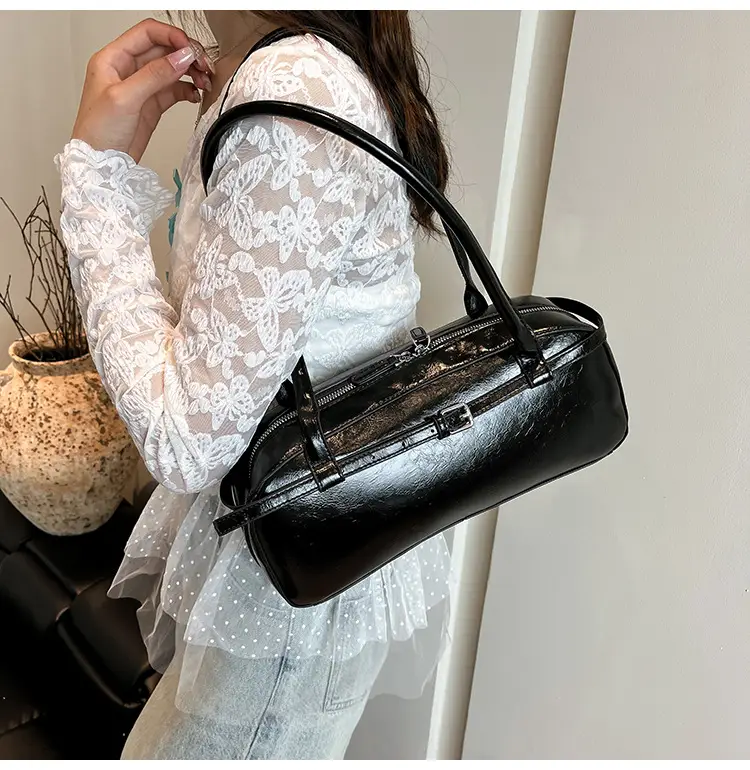 Women's Cream White Shoulder Bag with Pearl Keychain — feature 22