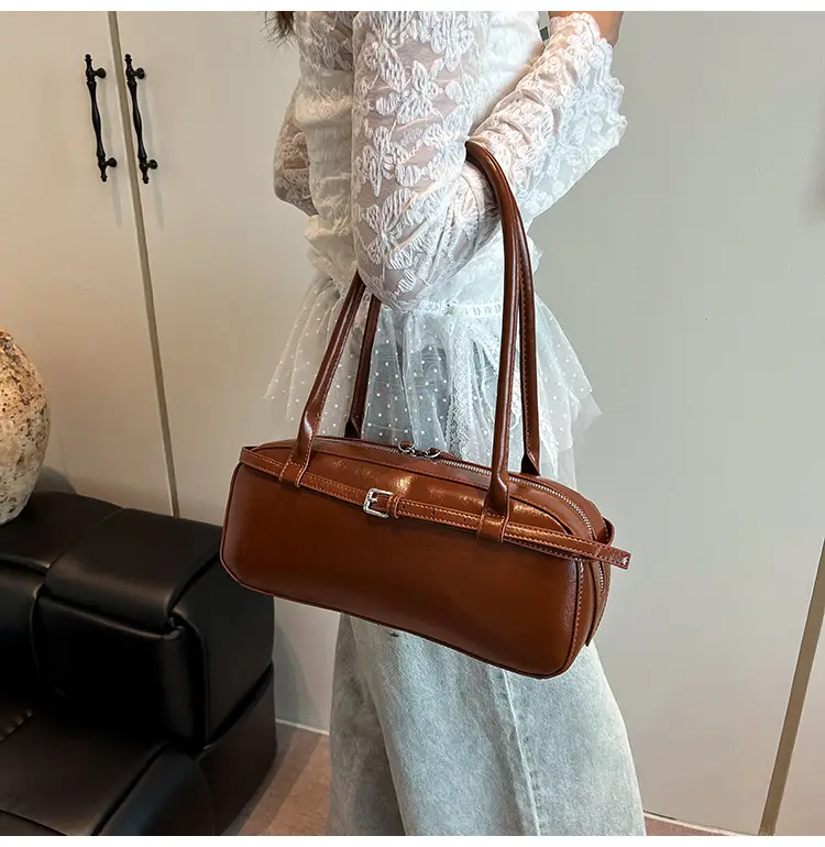 Women's Cream White Shoulder Bag with Pearl Keychain — feature 39