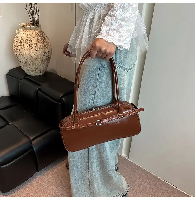 Women's Cream White Shoulder Bag with Pearl Keychain — feature 40