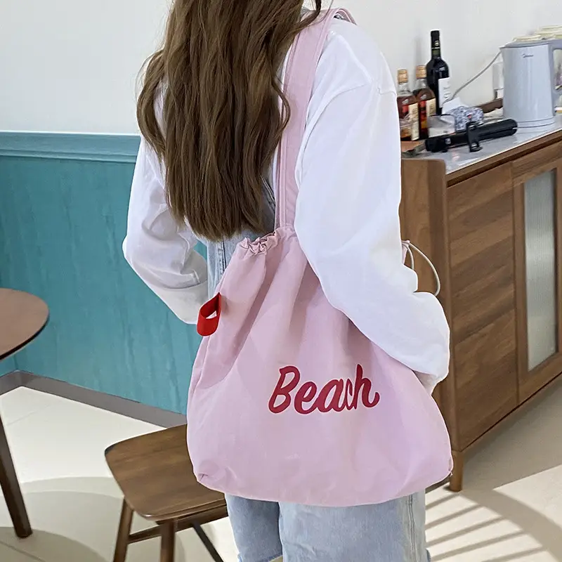 Pink Beach Print Shoulder Bag for Women - Image 11