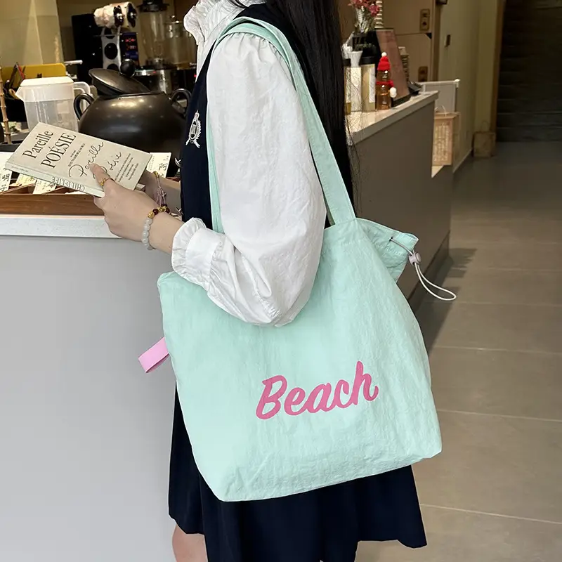 Pink Beach Print Shoulder Bag for Women - Image 10