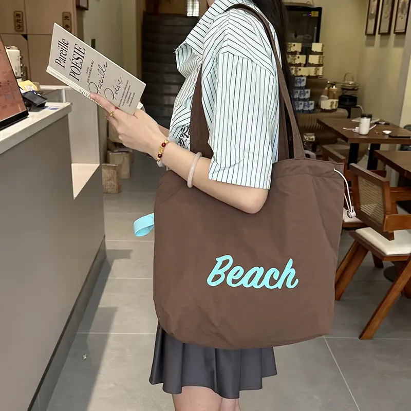 Pink Beach Print Shoulder Bag for Women - Image 9