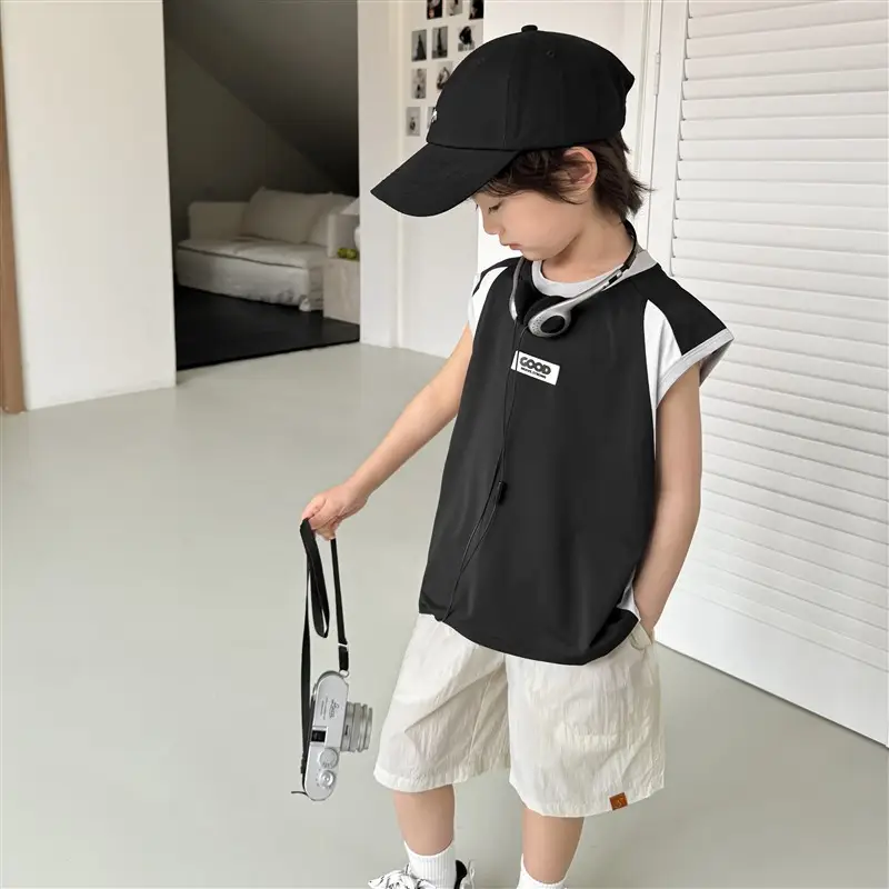 Haima's 2026 Boys Sleeveless Vest Sweatshirt Set - Image 2