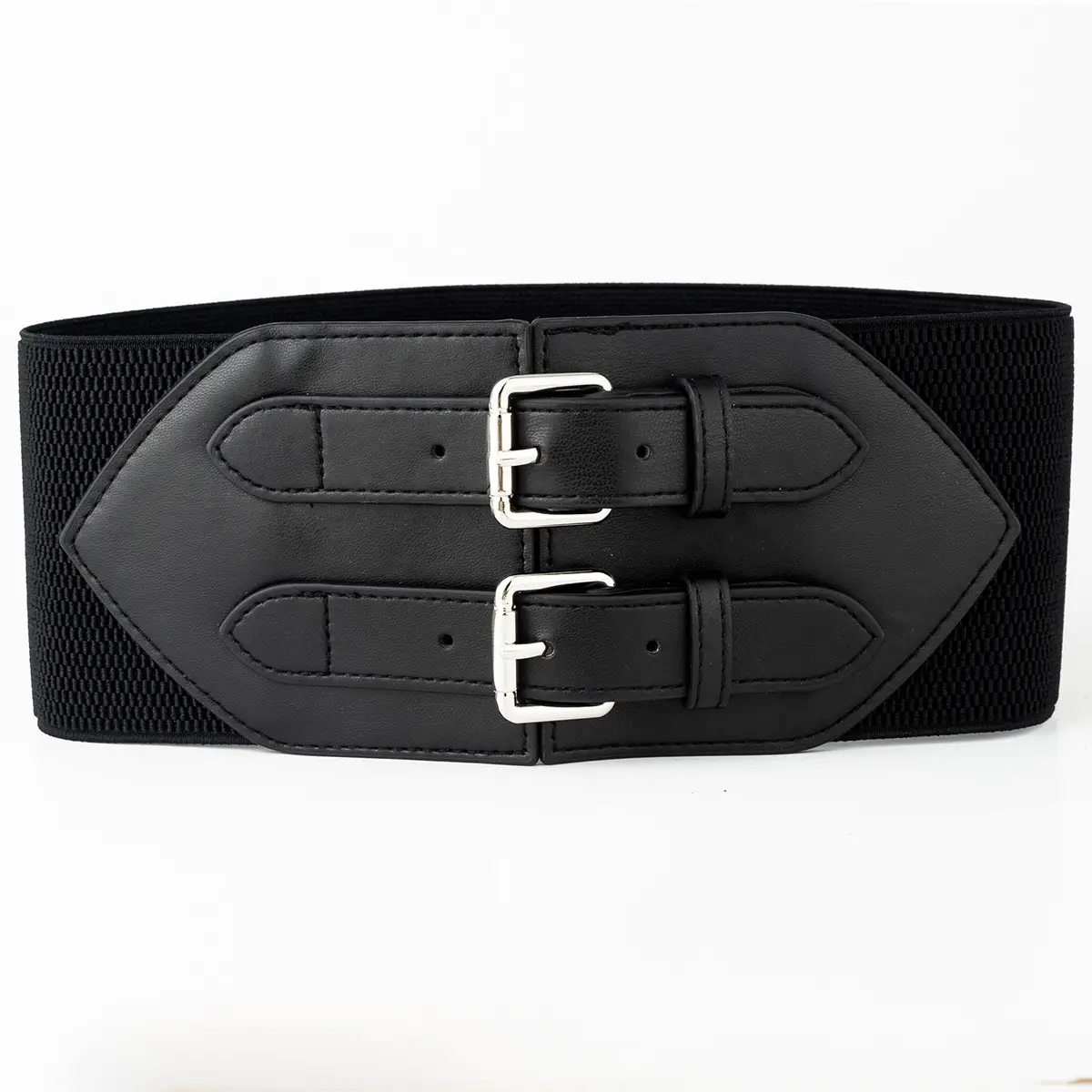 Black Ultra-wide Waist Belt with Double Buckle for Women — feature 7