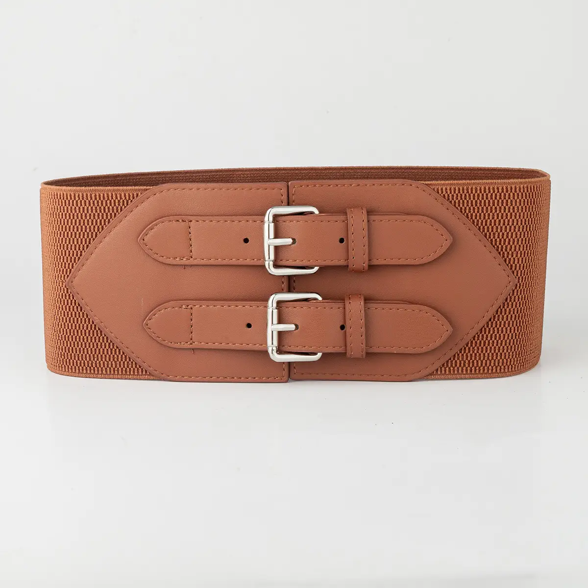 Black Ultra-wide Waist Belt with Double Buckle for Women