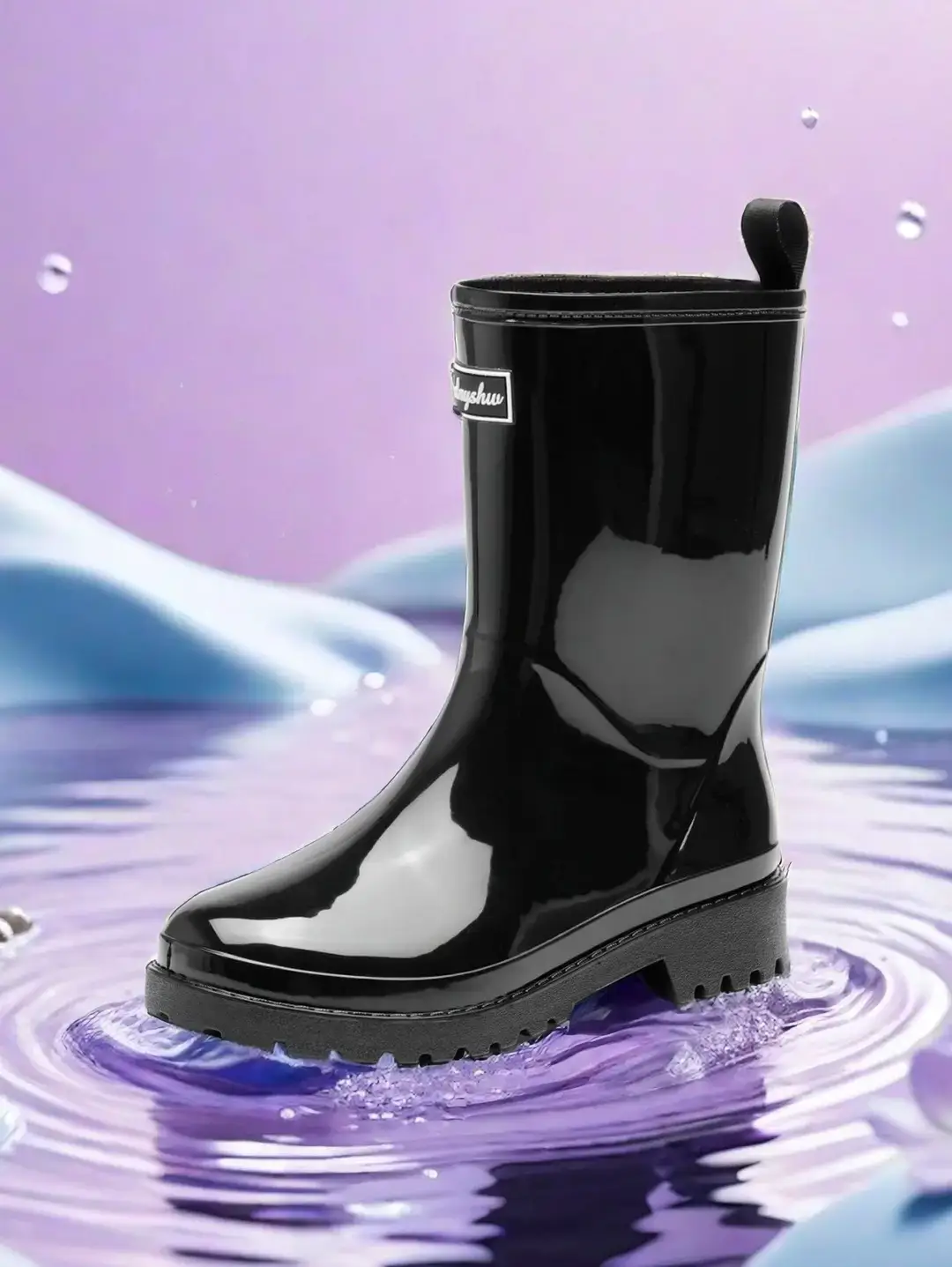 Cross-border Daifa Women's Mid-barrel Non-slip Rain Boots PVC Black Waterproof overshoes Fashion Japanese and Korean Fashion Water Boots Women's Shoes — feature 2