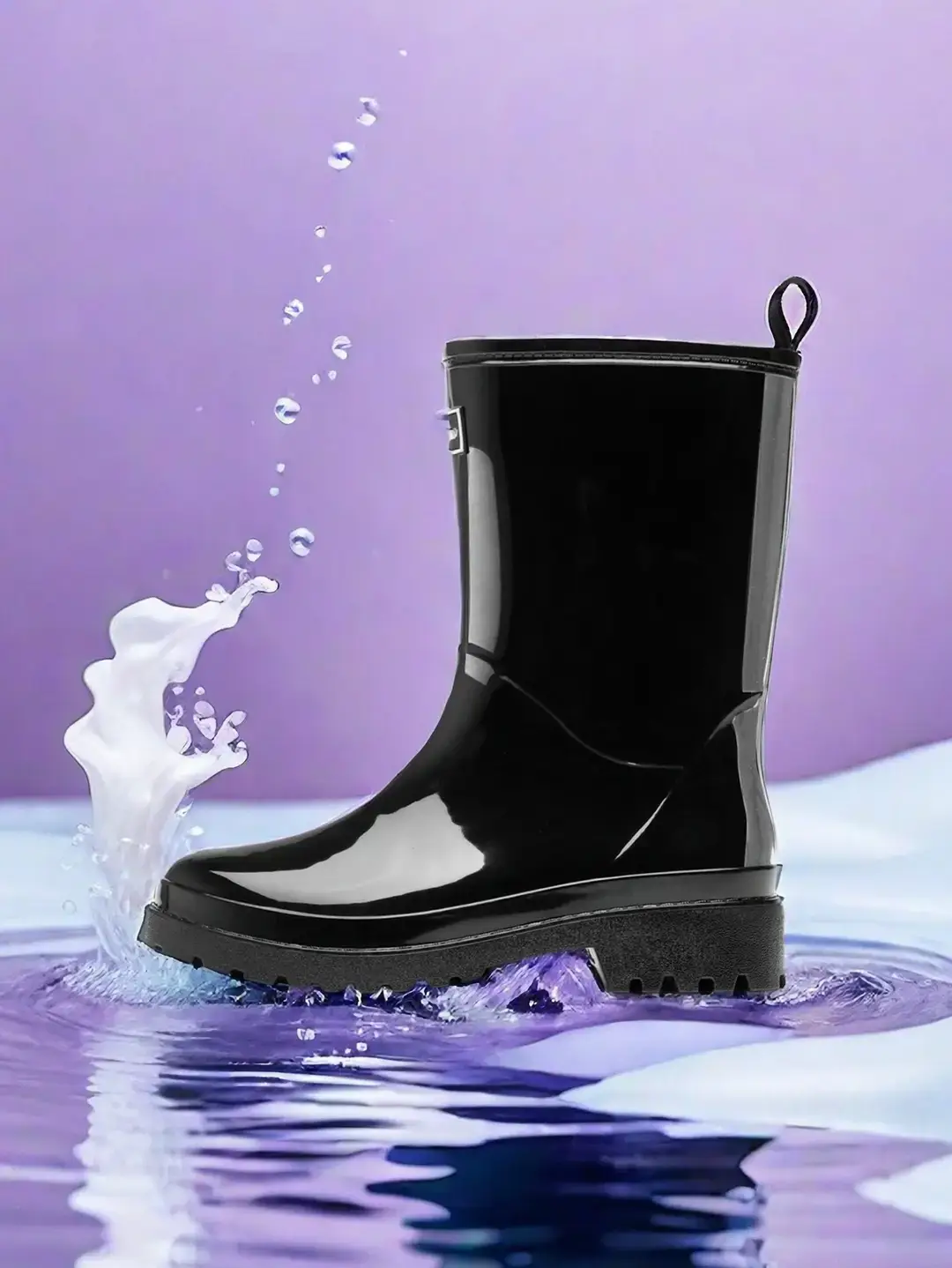 Cross-border Daifa Women's Mid-barrel Non-slip Rain Boots PVC Black Waterproof overshoes Fashion Japanese and Korean Fashion Water Boots Women's Shoes — feature 3