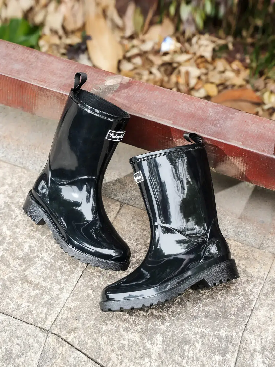Cross-border Daifa Women's Mid-barrel Non-slip Rain Boots PVC Black Waterproof overshoes Fashion Japanese and Korean Fashion Water Boots Women's Shoes — feature 6