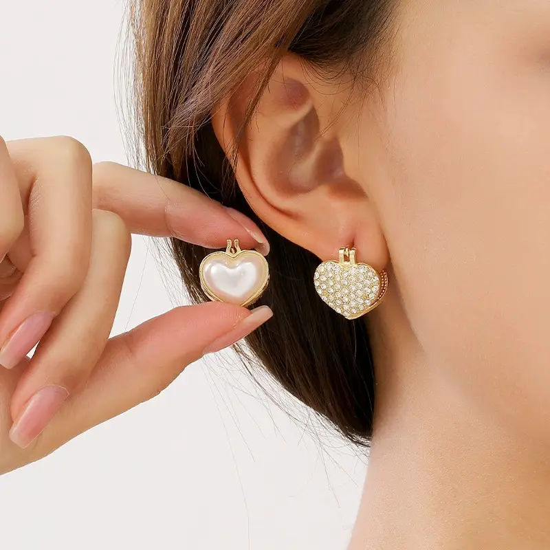 Korean Style Heart Pearl Earrings Summer Light - Image 5