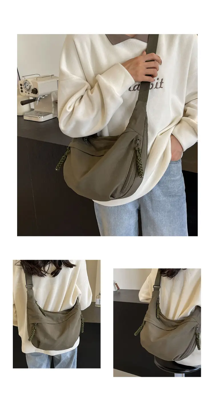 Japanese Style Crossbody Bag Large Capacity Solid Color — feature 27