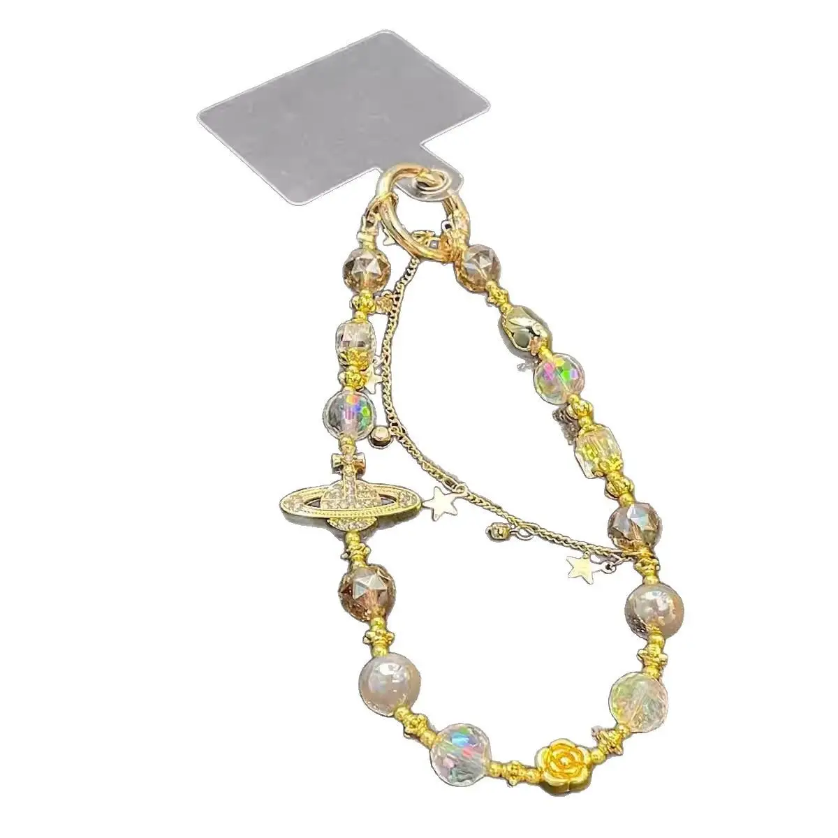 Crystal Beaded Bracelet with Saturn & Mobile Hanging Chain - Image 7