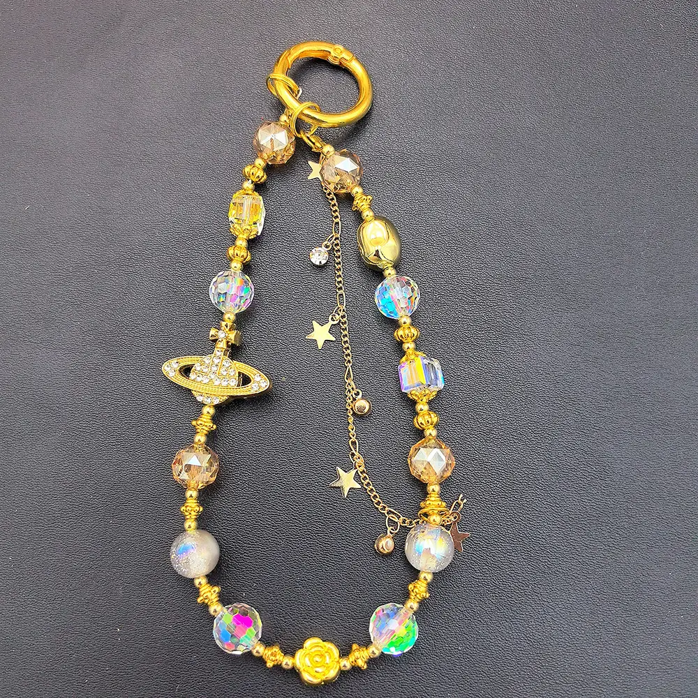 Crystal Beaded Bracelet with Saturn & Mobile Hanging Chain — feature 4