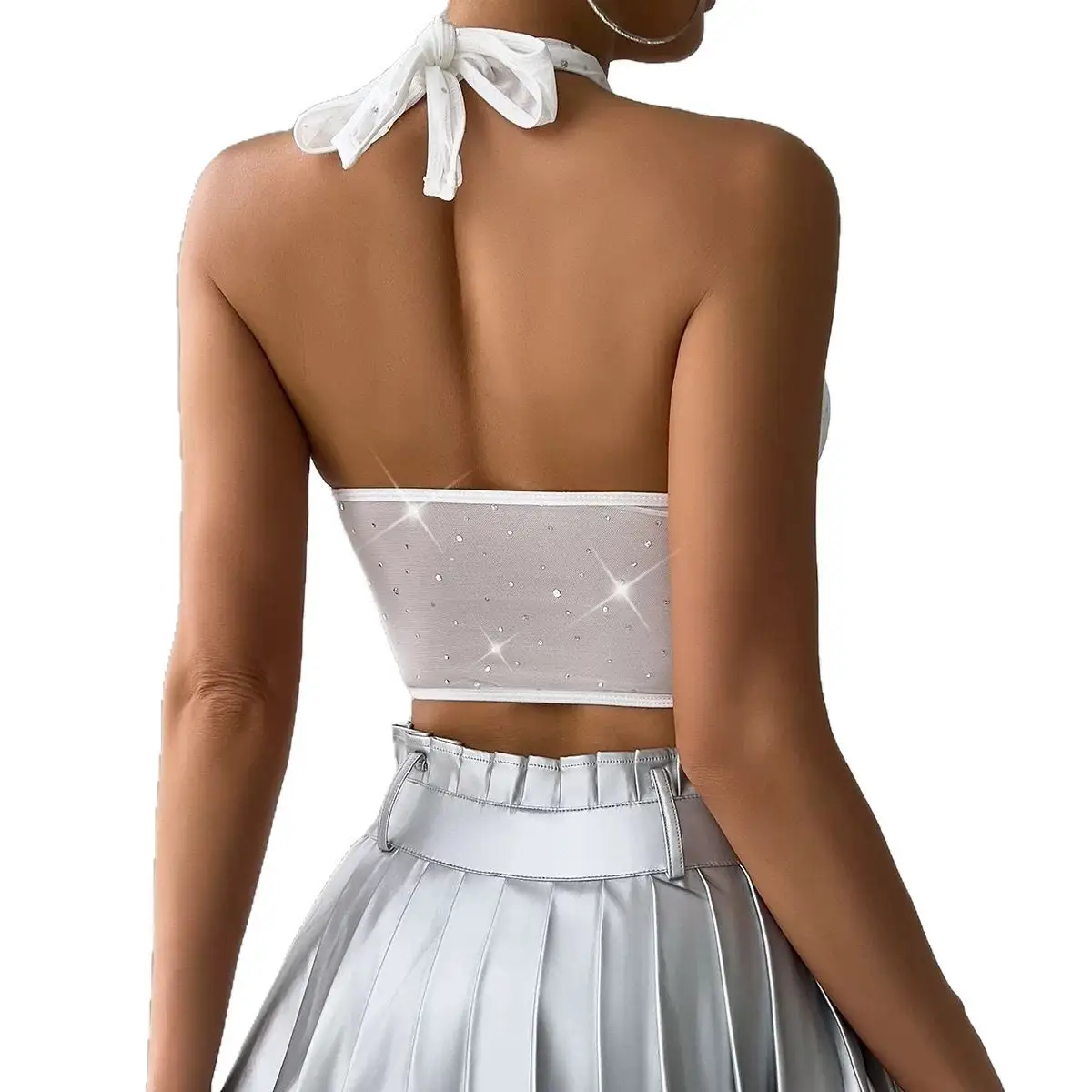 Mesh Push-Up Camisole Corset Sparkling Fishbone Top