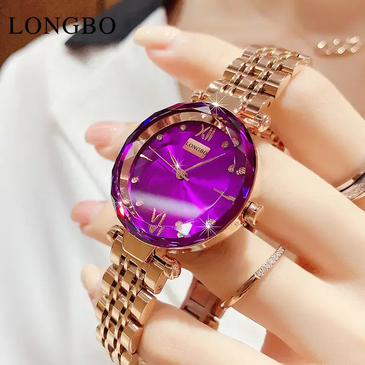 Longbo Women's Purple Quartz Watch with Rose Gold Band - Image 4