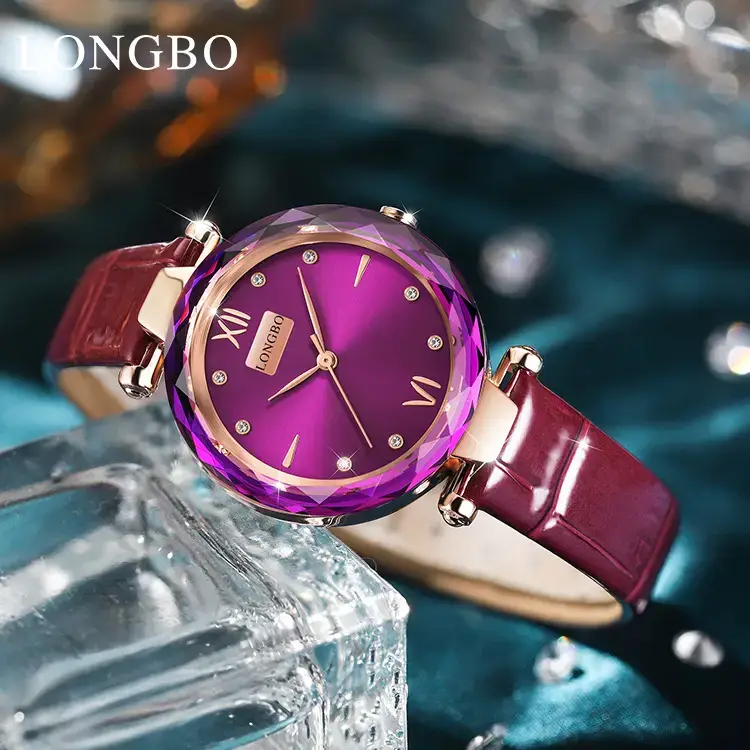 Longbo Women's Purple Quartz Watch with Rose Gold Band - Image 5