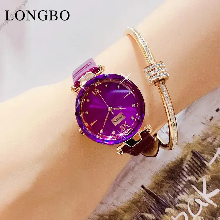 Longbo Women's Purple Quartz Watch with Rose Gold Band - Image 6